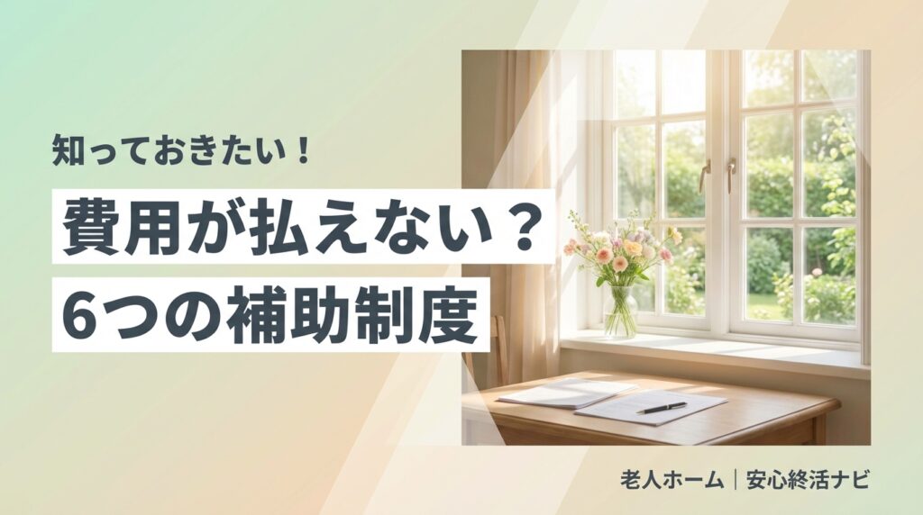 老人ホーム 入居 費用 払えないのイメージ画像